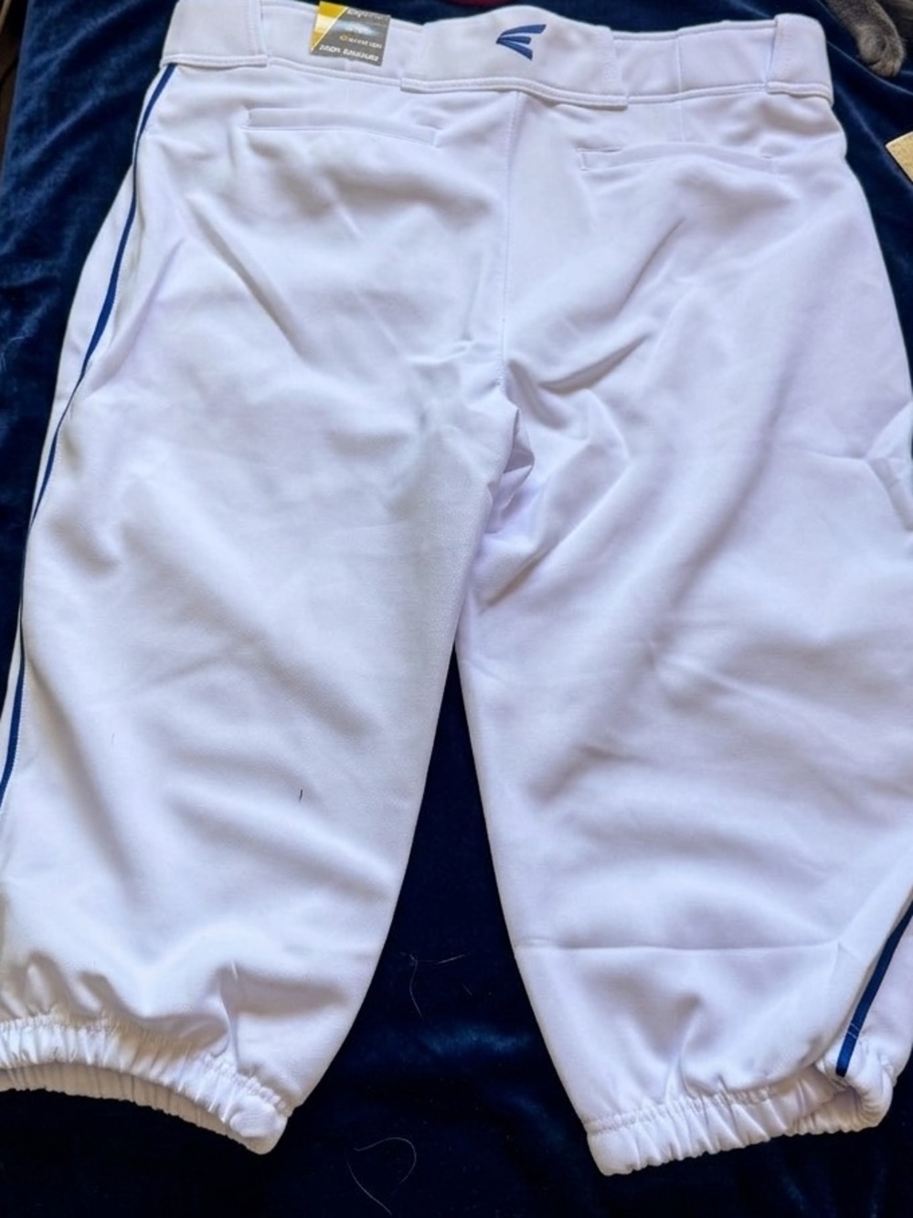 Easton White Kids Athletic Pants with Blue Piping